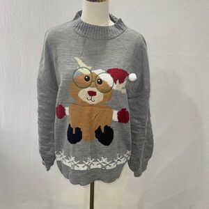 Gray Reindeer Christmas Sweater
